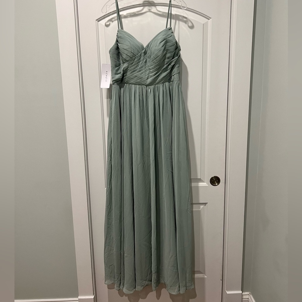 Azazie size 12 agave Lisbon bridesmaids dress